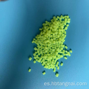 Partícula de plástico fluyente fluorescente granular